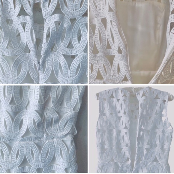 MILLY SIENNA EMBROIDERED SCALLOP LACE SLEEVELESS  DRESS IN WHITE SIZE 2 - Picture 6 of 16